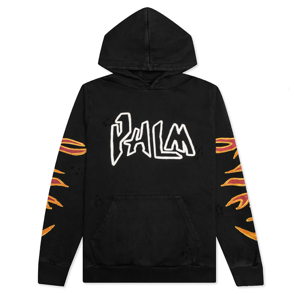 Graffiti Flames Hoodie - Black/White