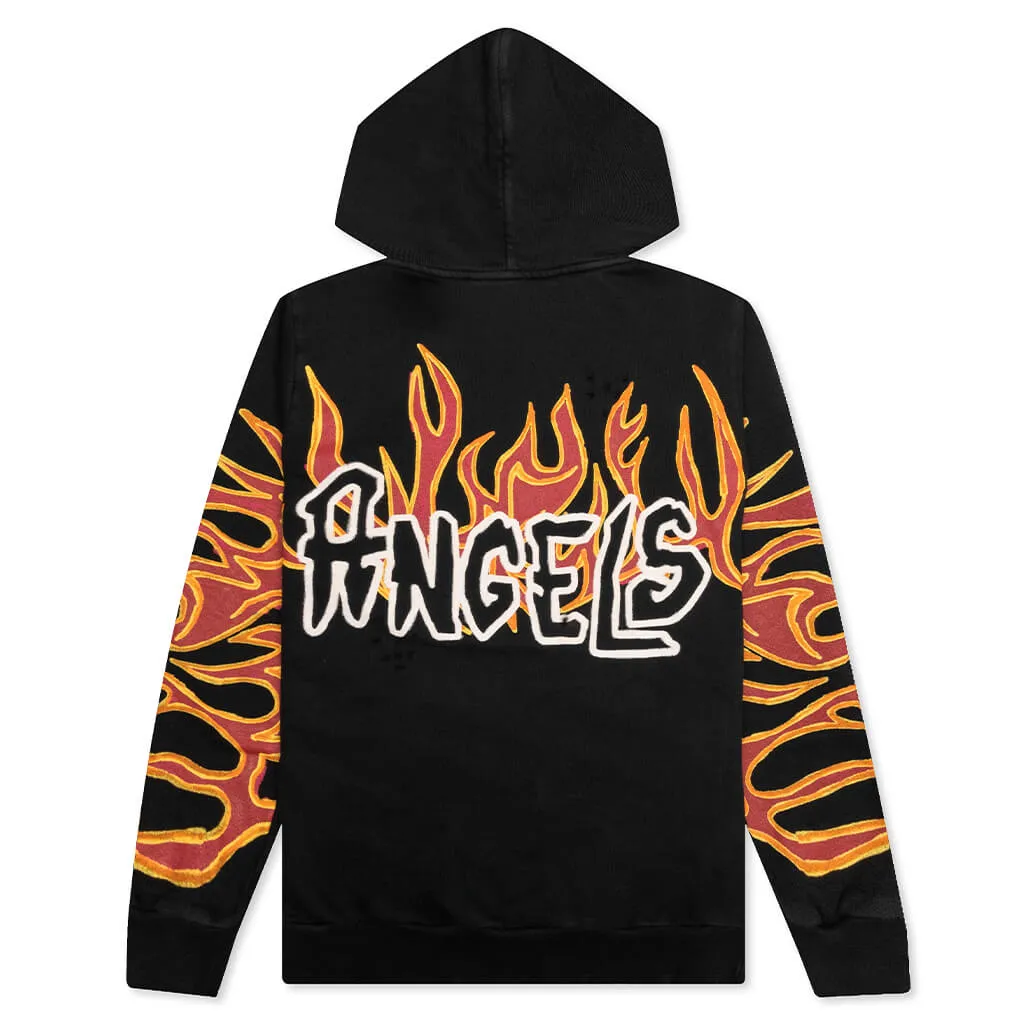 Graffiti Flames Hoodie - Black/White