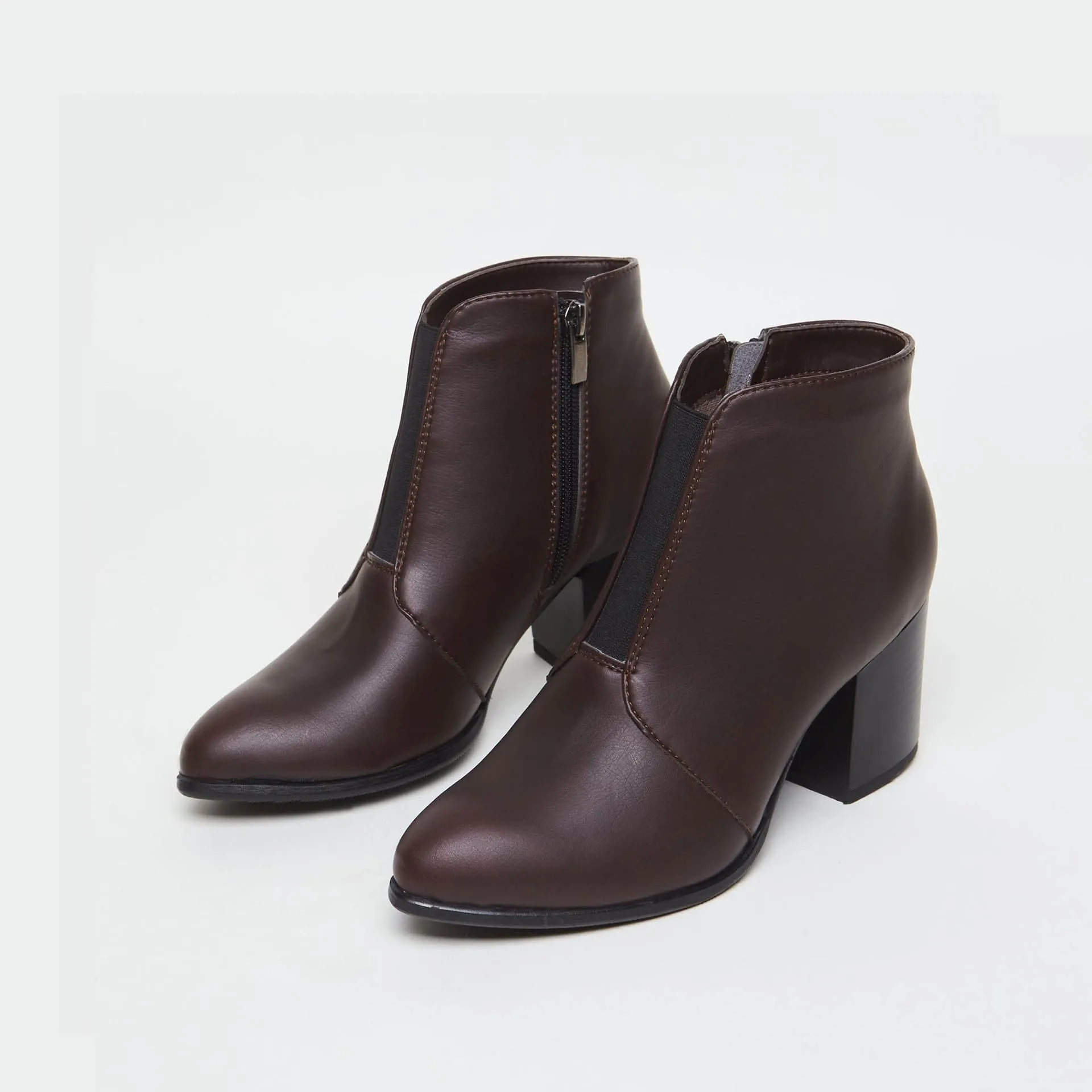 Hana Vegan Leather Heeled Ankle Boots | Chocolate