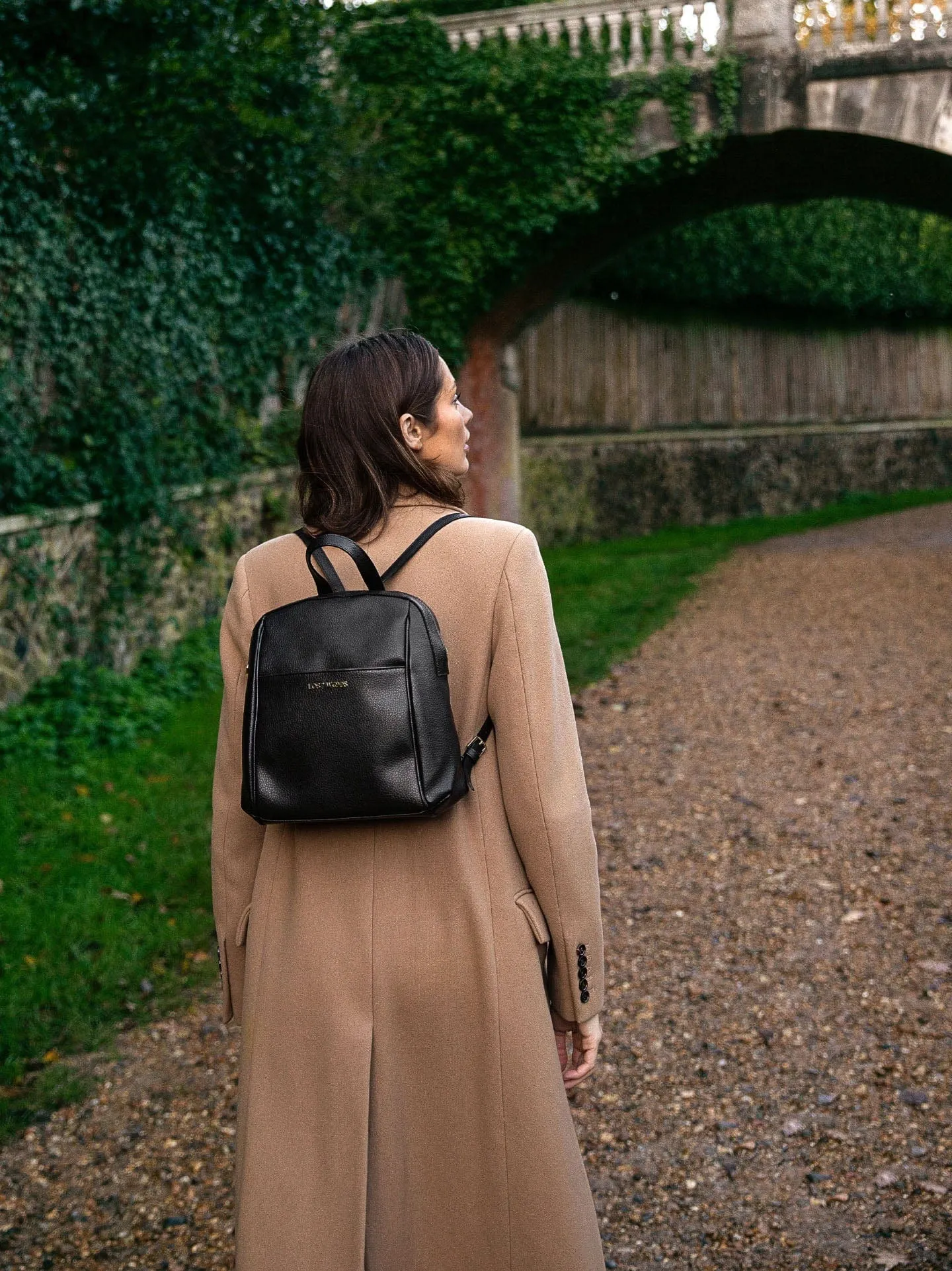 Hazel MIRUM Leather Vegan Backpack | Black & Gold