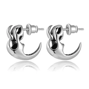 High Polished Skeleton 925 Sterling Silver Vintage Punk Biker Stud Earrings