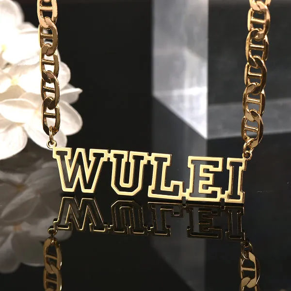 Hollow Letter Nameplate Pendant Personalized Custom Gold Plated Name Necklace