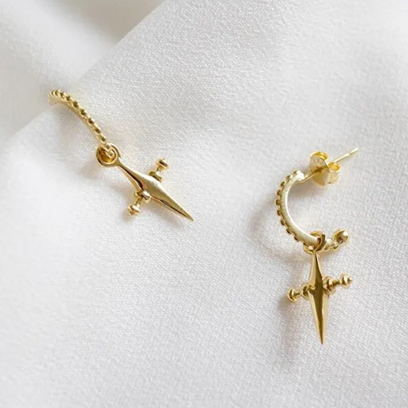 Hot Chick Cross Hoop Earrings with Orthodox Cross