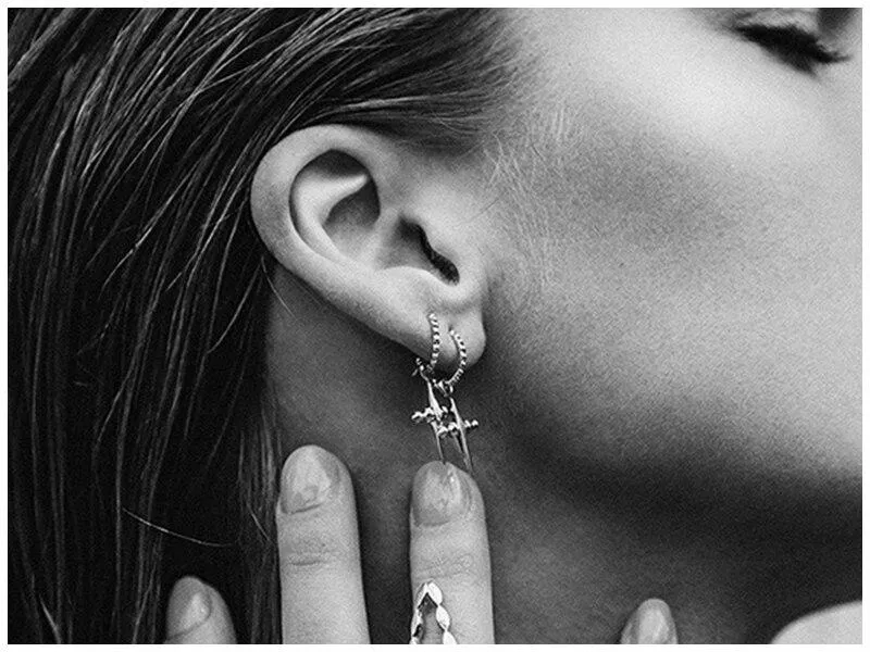 Hot Chick Cross Hoop Earrings with Orthodox Cross