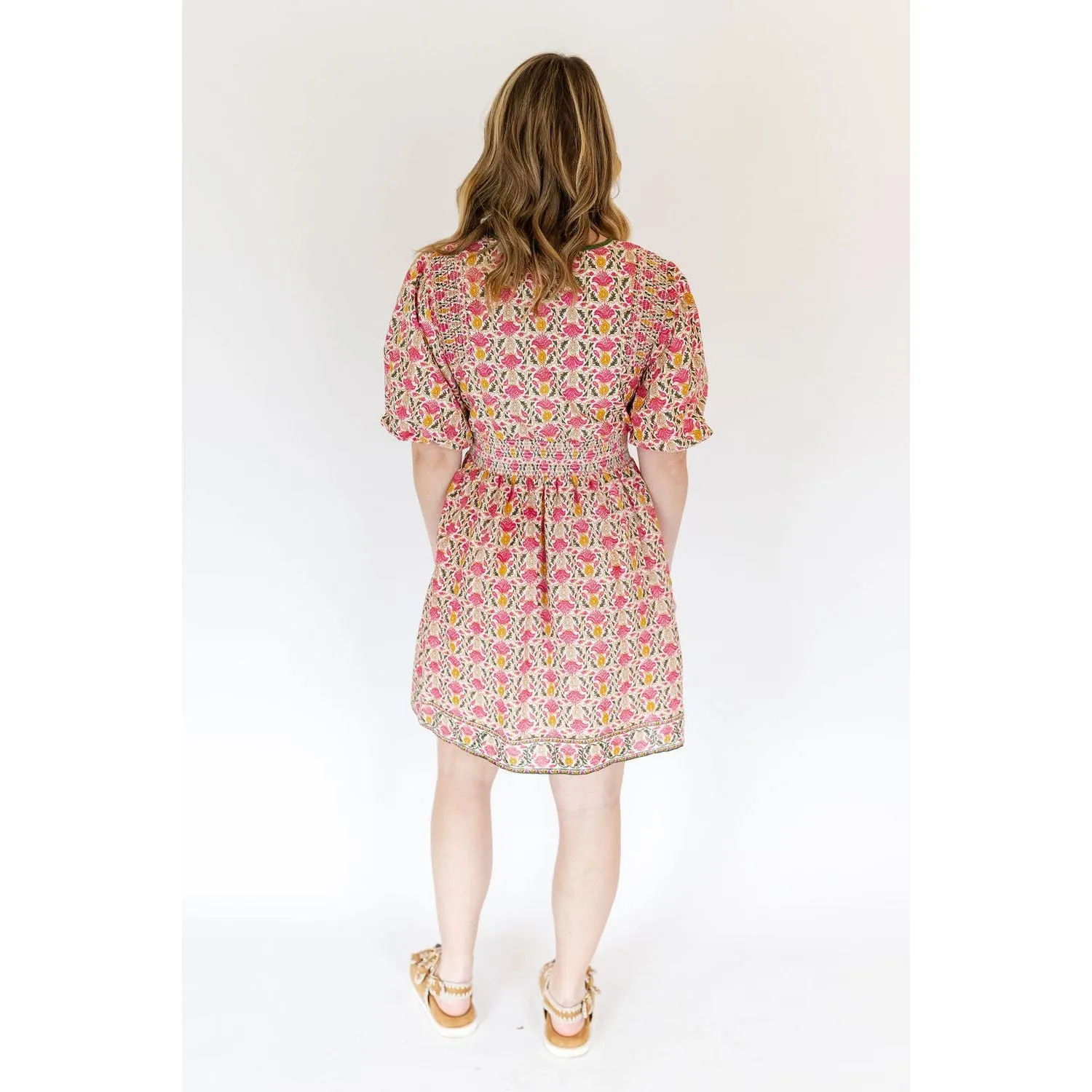 Jorja Patterned Puff Sleeve THML Dress