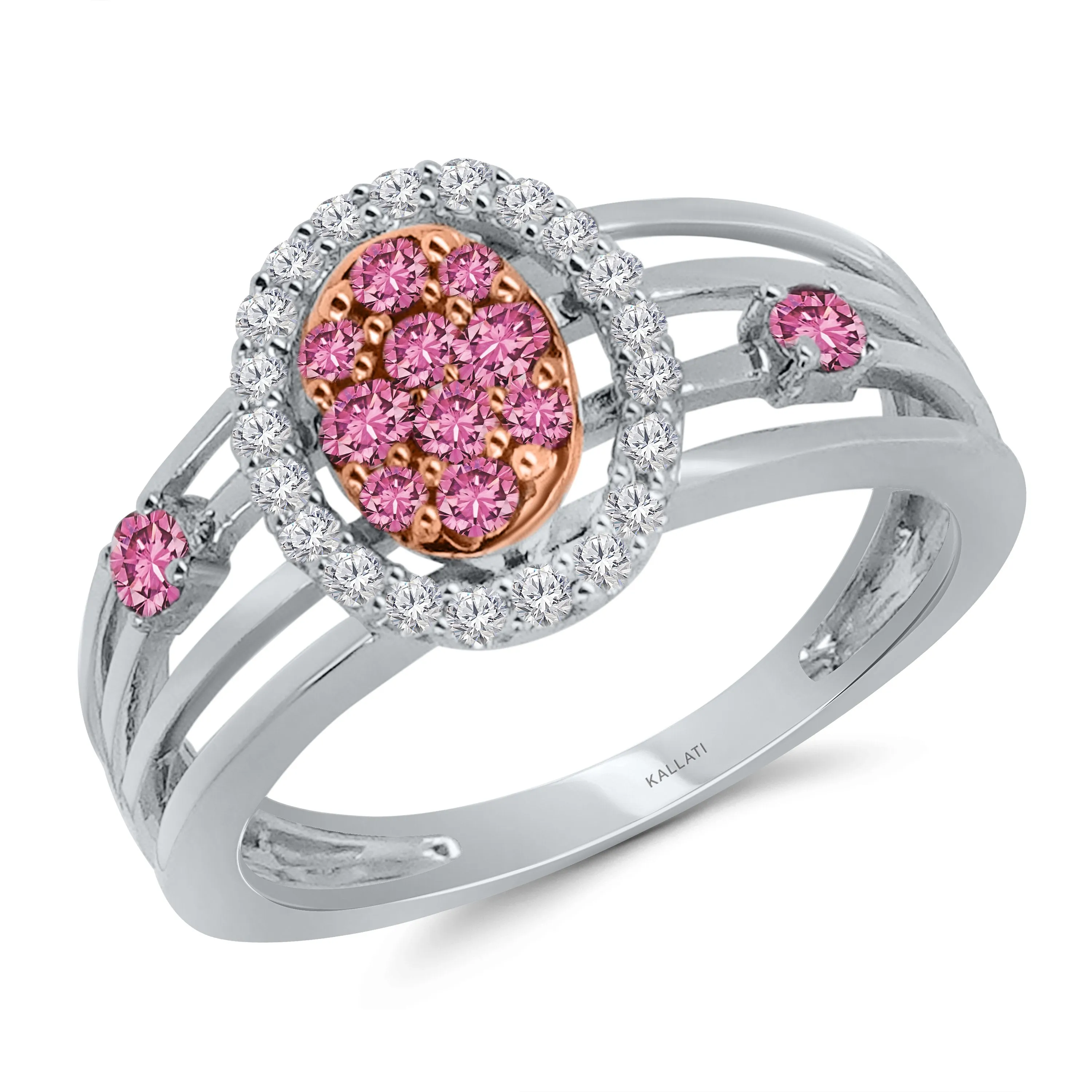 Kallati Heirloom Pink Sapphire & White Diamond Ring in 14K Two-Tone Gold