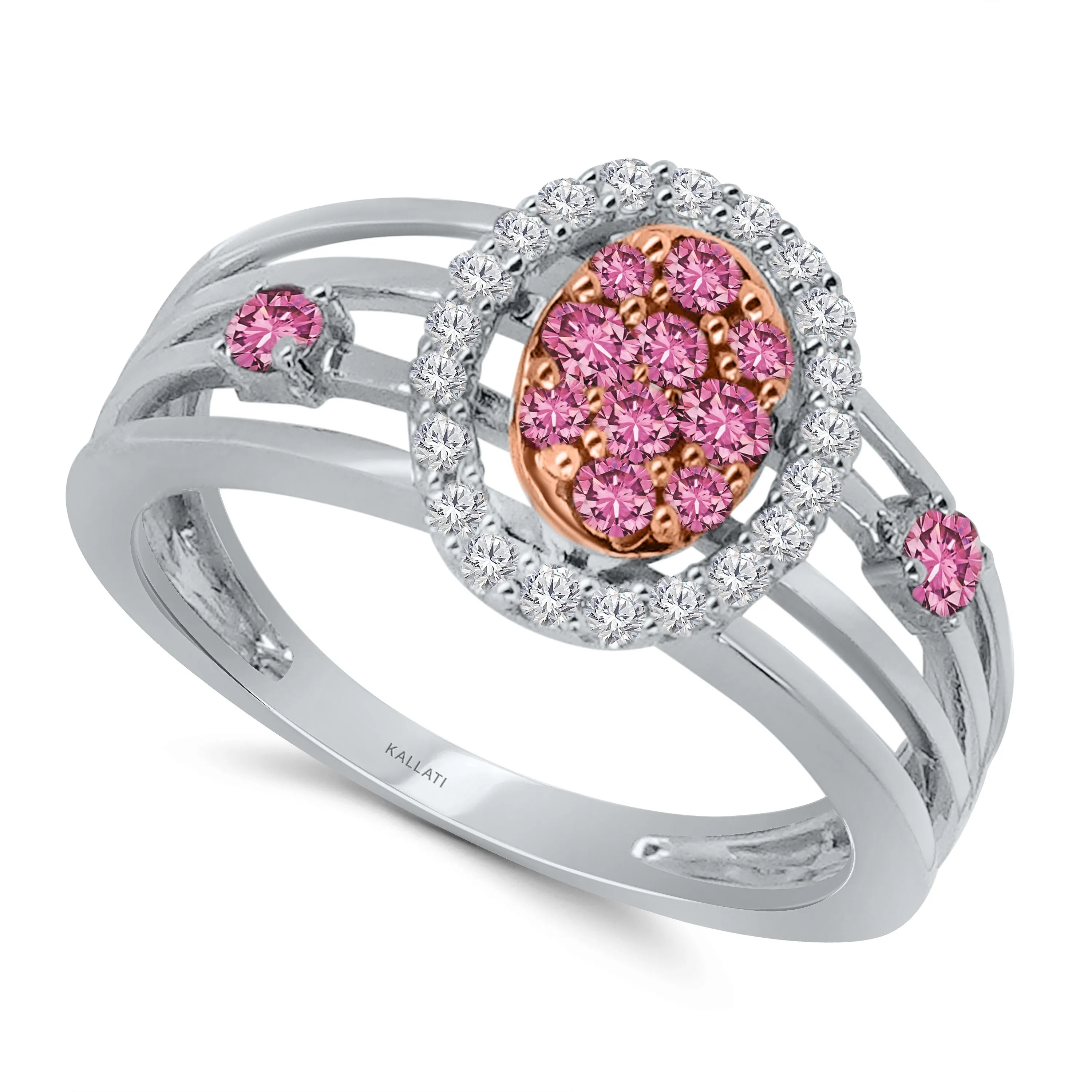 Kallati Heirloom Pink Sapphire & White Diamond Ring in 14K Two-Tone Gold