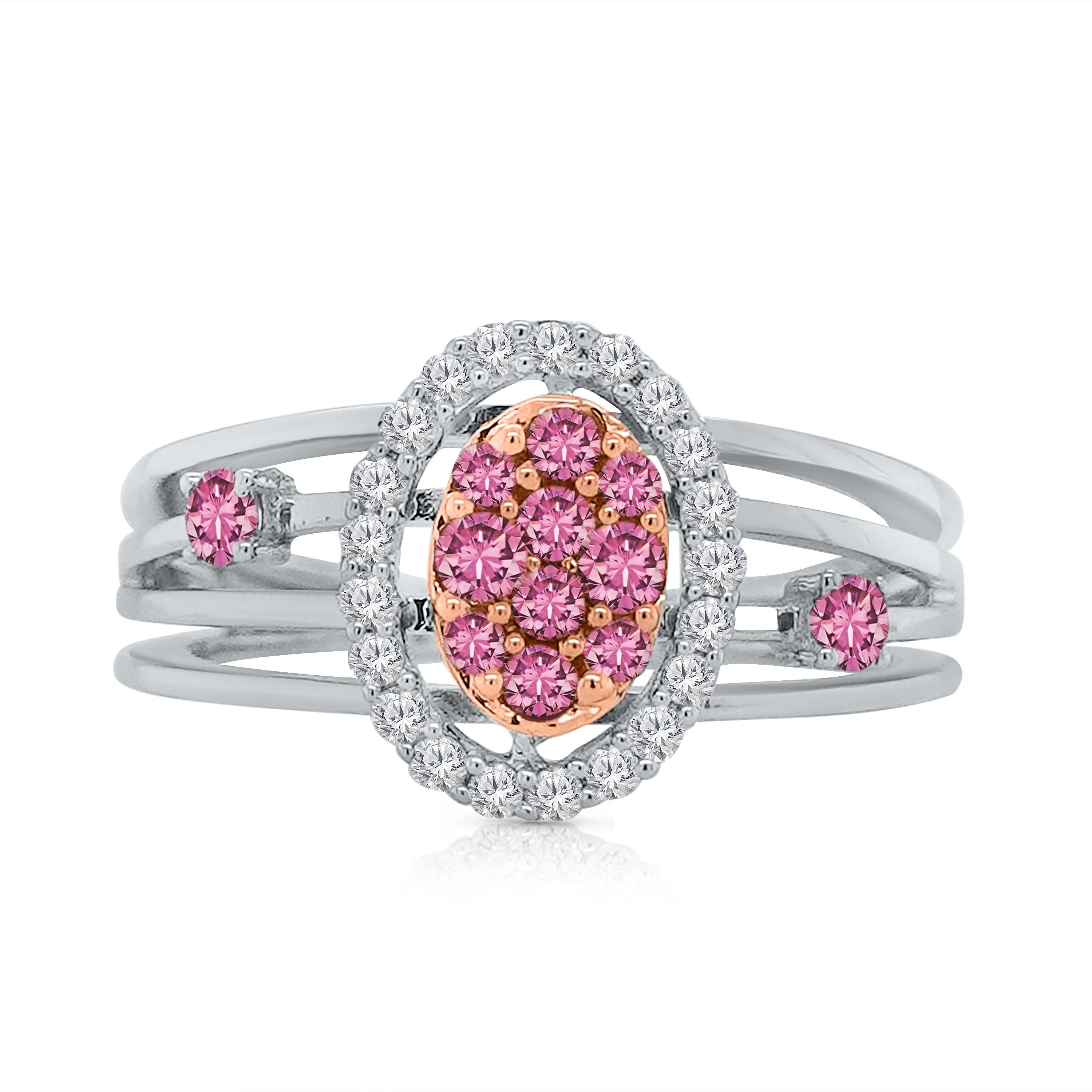 Kallati Heirloom Pink Sapphire & White Diamond Ring in 14K Two-Tone Gold