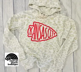 Kansas City Arrowhead Puff Snow Leopard Hoodie