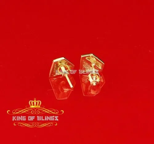 King of Bling's 0.24ct Cubic Zirconia 925 Yellow Silver Women's & Men's Hip Hop Stud Earrings