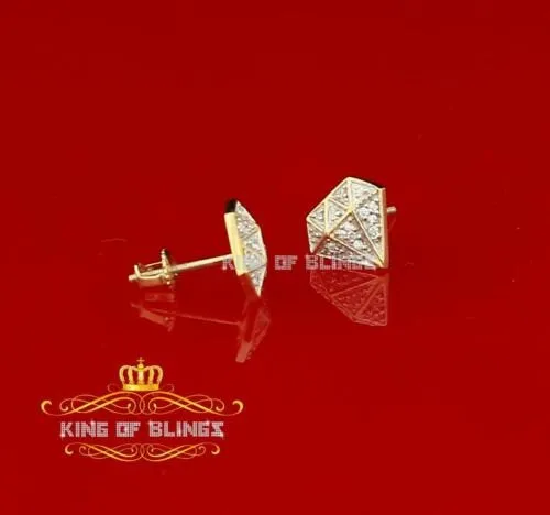 King of Bling's 0.24ct Cubic Zirconia 925 Yellow Silver Women's & Men's Hip Hop Stud Earrings