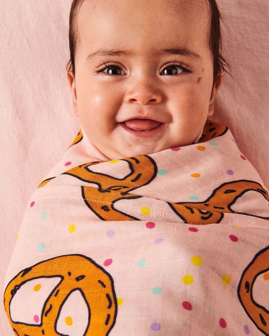 Kip & Co BABY | Pretzels Pink Bamboo Swaddle