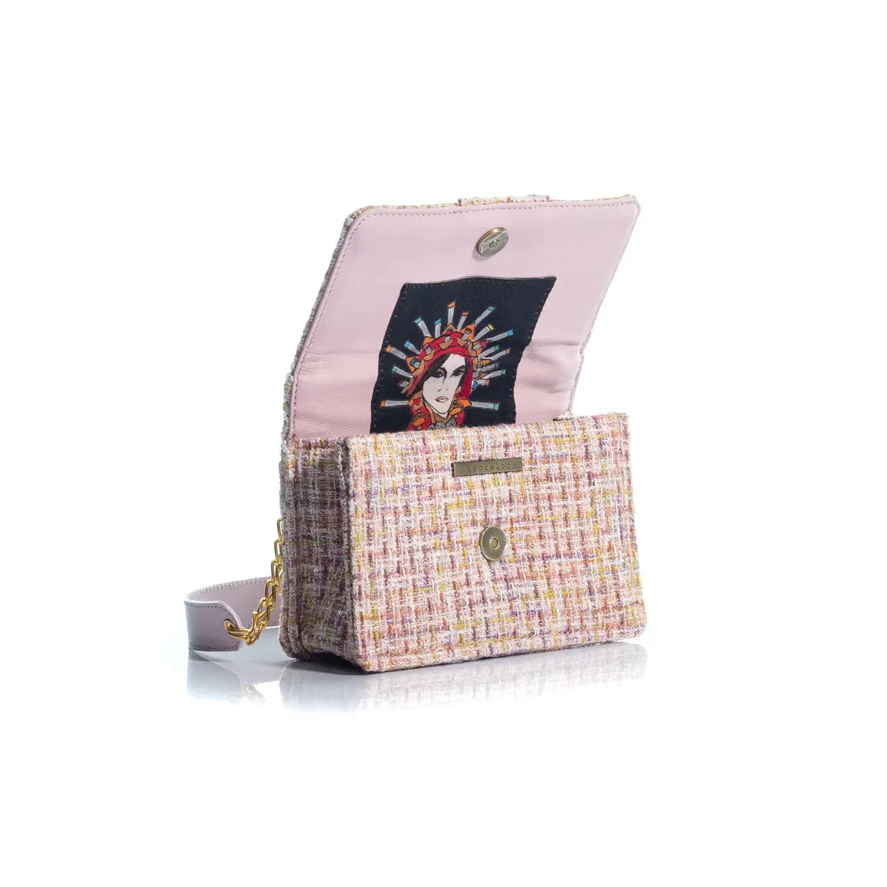 Kooreloo - Fabric Shoulder Bag - Mini Lucerne Tweed Pink