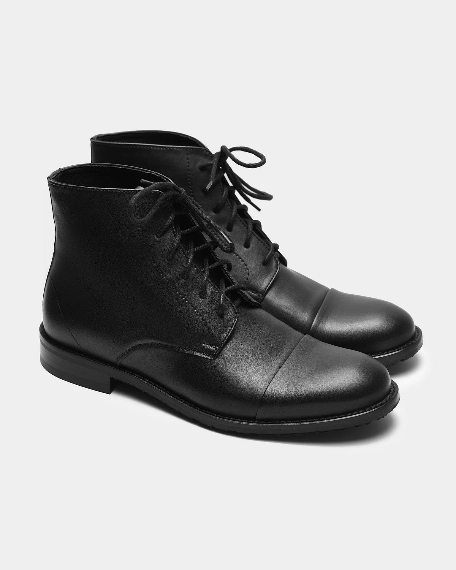 Lace-Up Men's Corn Leather Vegan Ankle Boots | Black