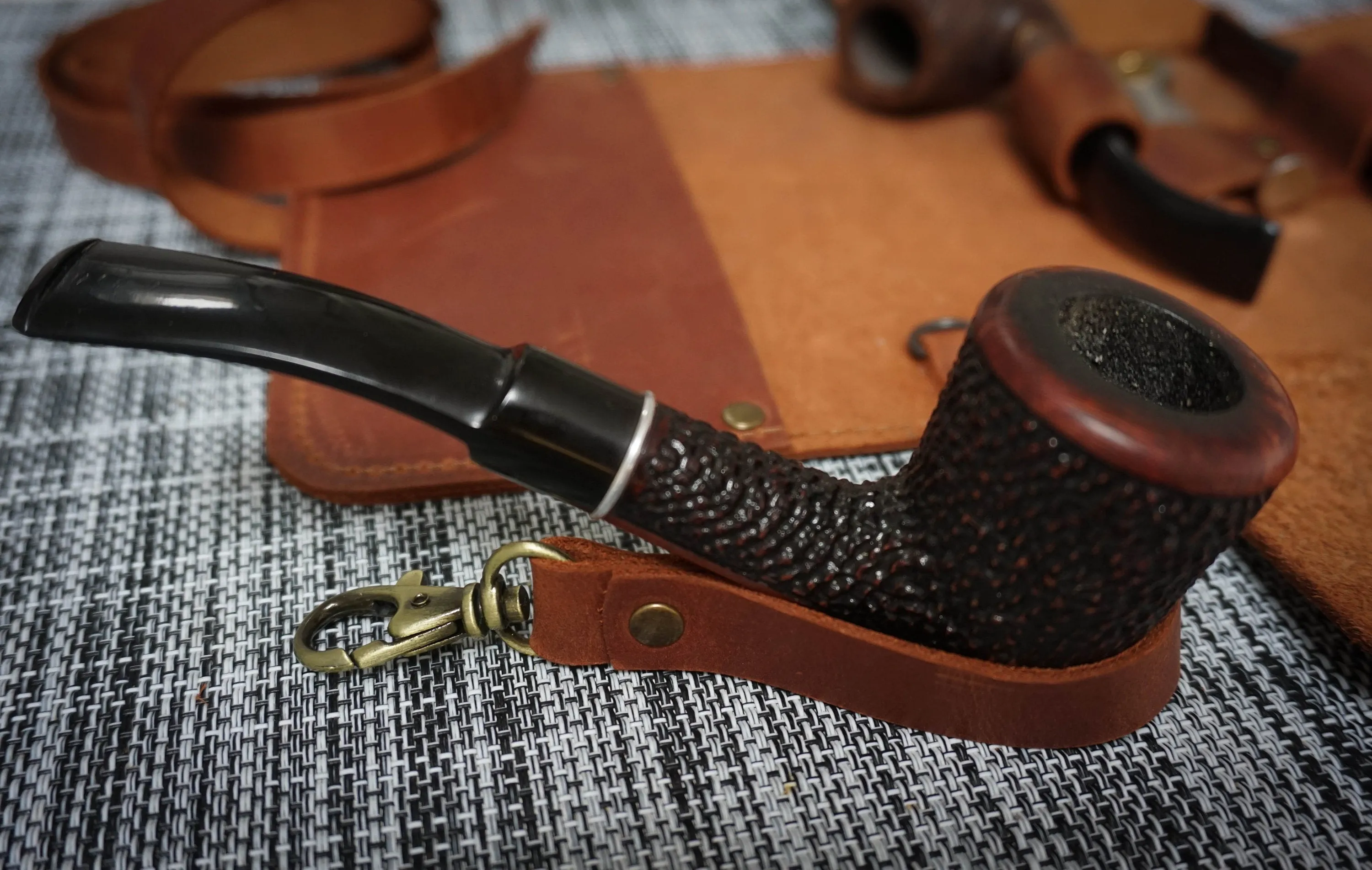 Leather Pipe Roll | Tobacco Pouch Roll for 2-3 pipes