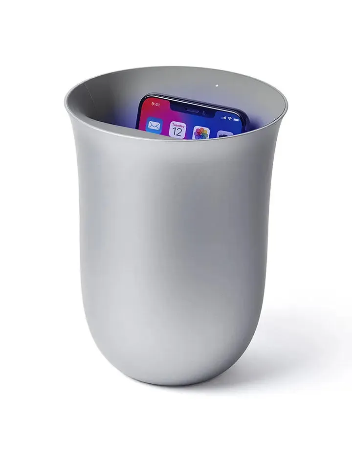 Lexon OBLIO Wireless Charging Station with UV Sanitiser Silver