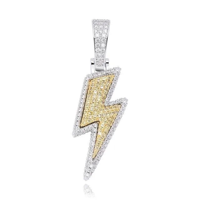 Lightning Cubic Zirconia Hip-Hop Pendant Necklace