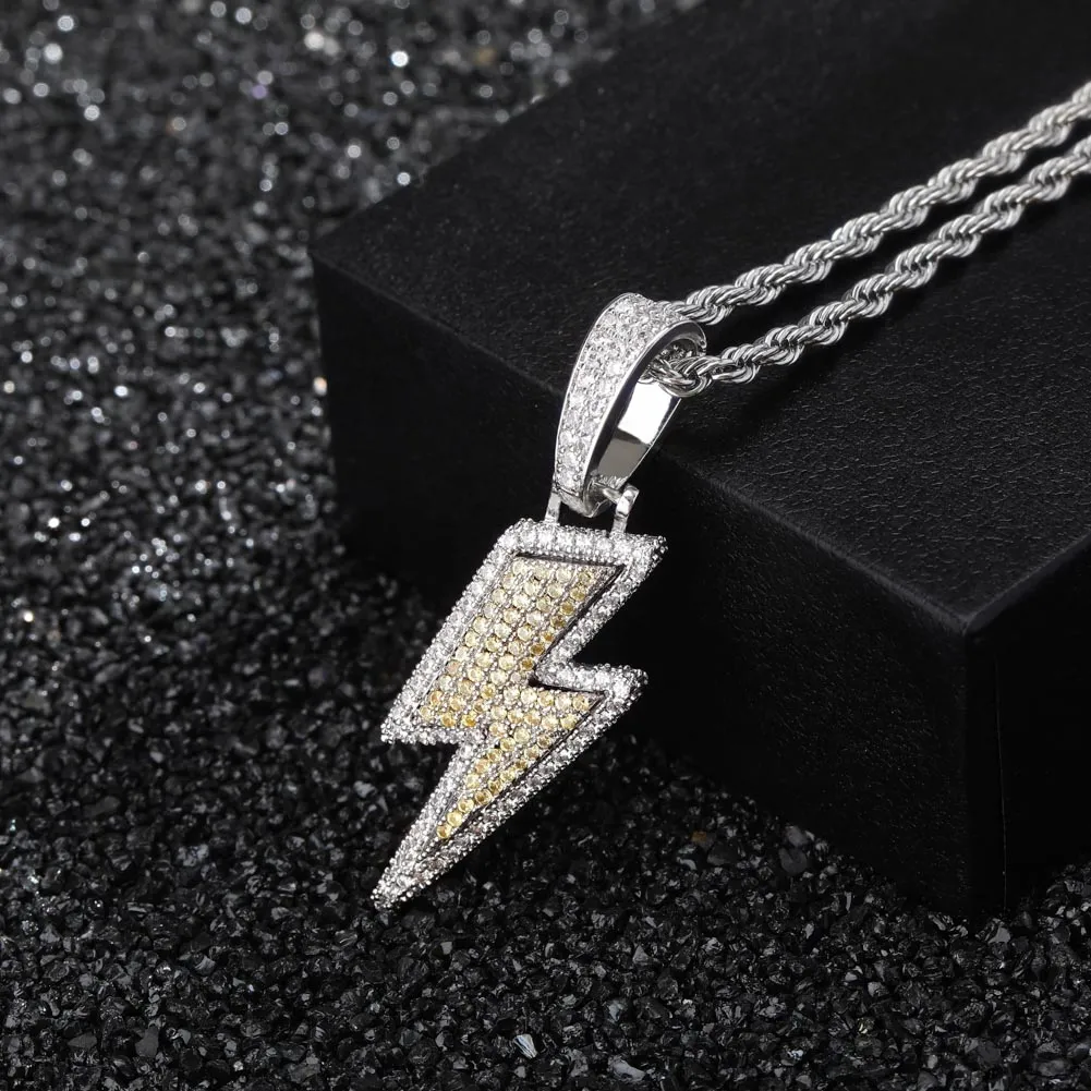 Lightning Cubic Zirconia Hip-Hop Pendant Necklace