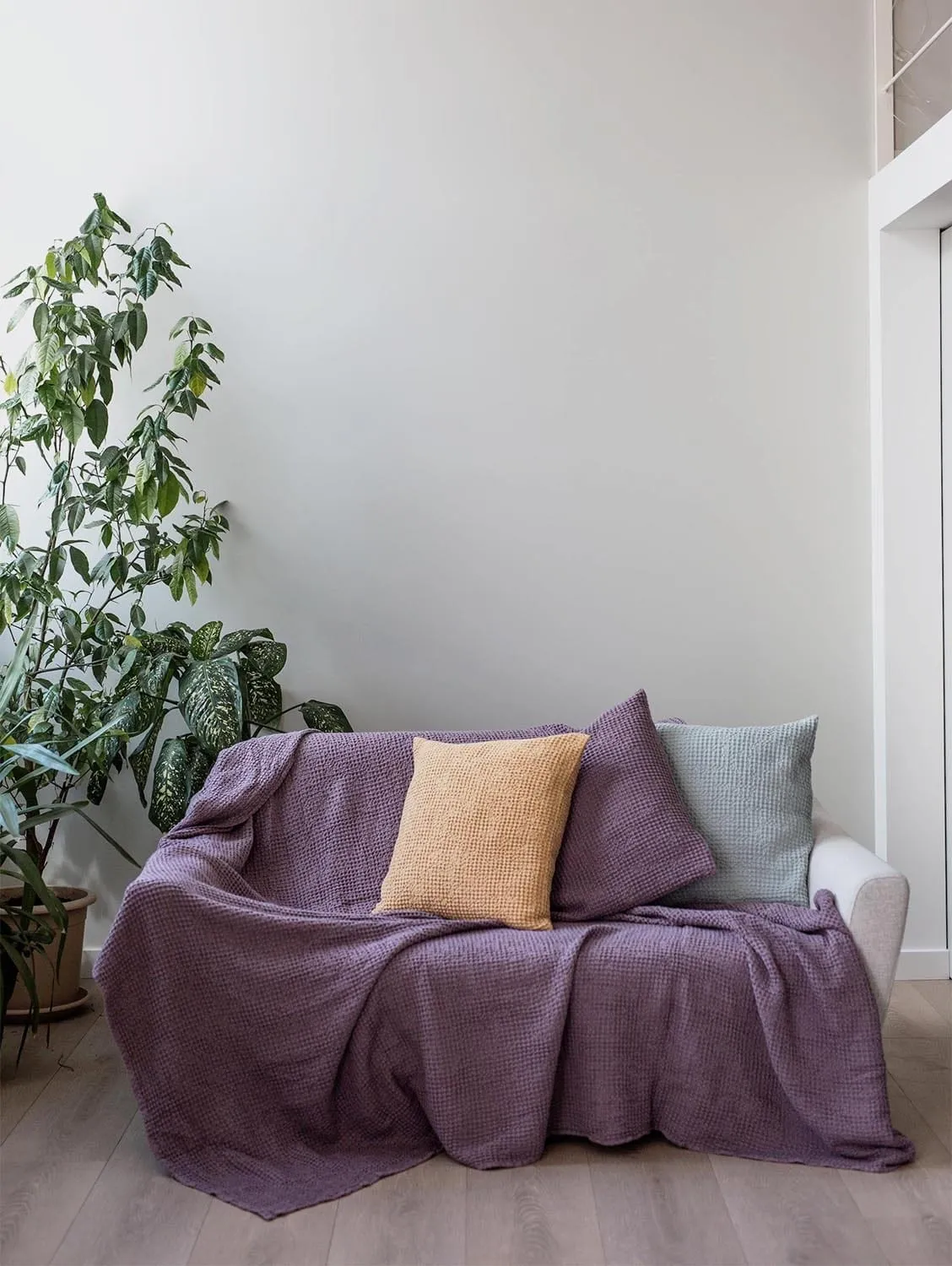 Linen Waffle Throw | Dusty Lavender