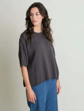 Lisa Organic Cotton Boxy Knitted Top | Dove Grey