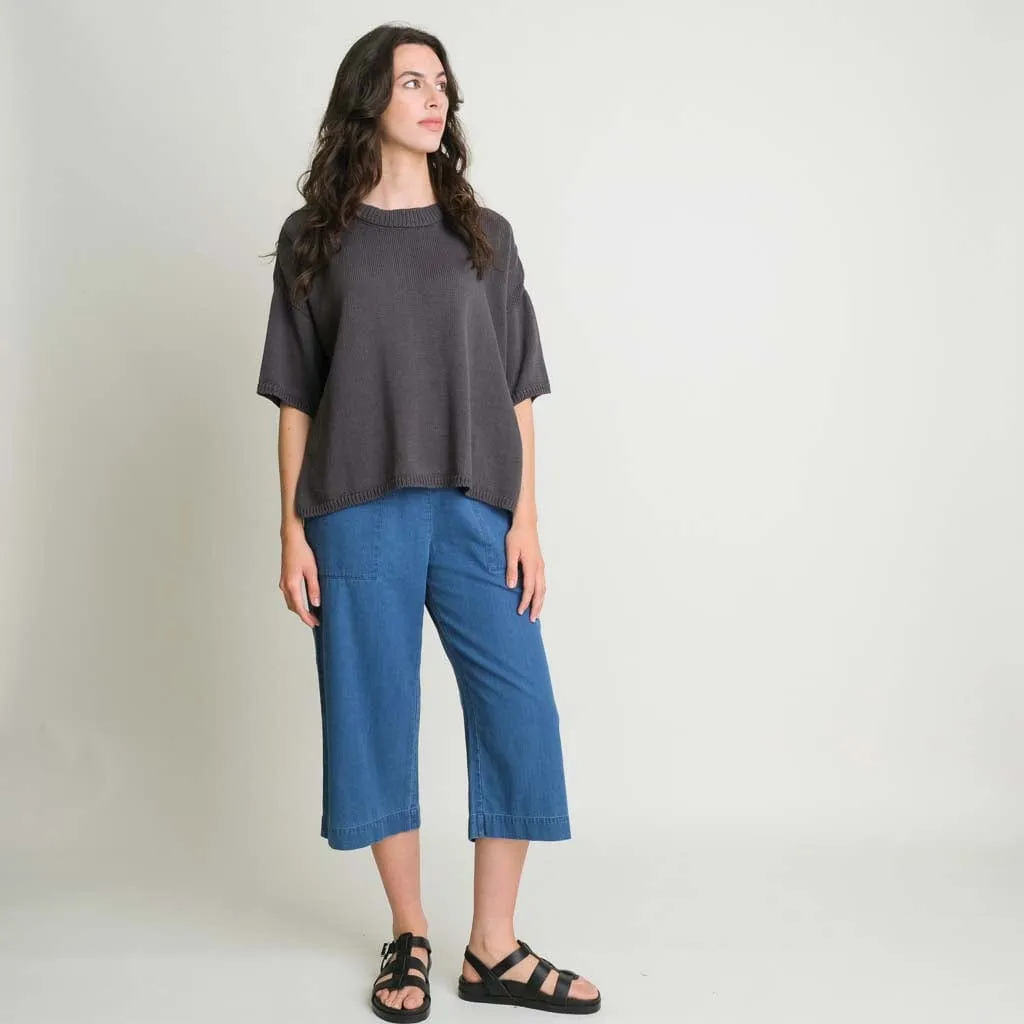 Lisa Organic Cotton Boxy Knitted Top | Dove Grey