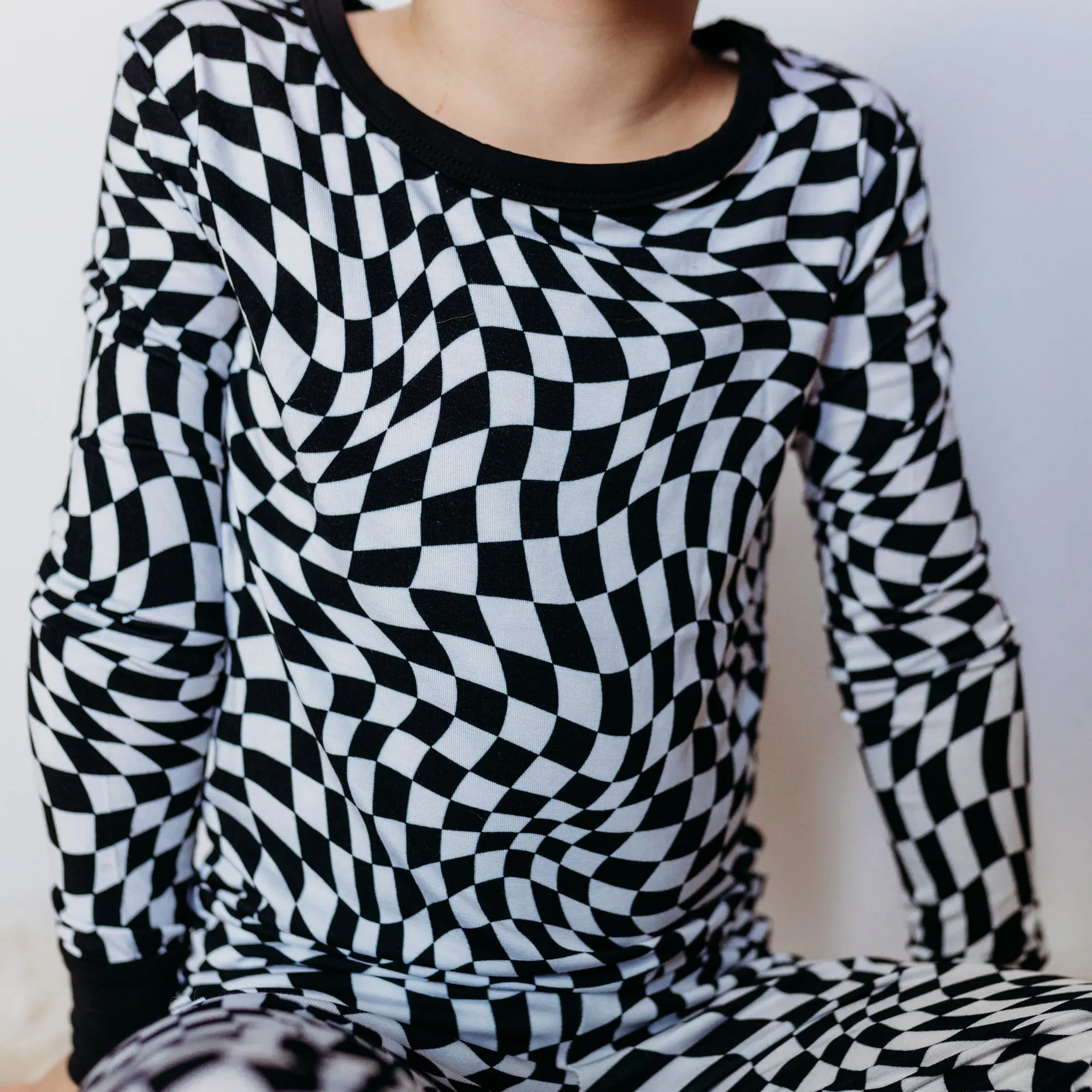 LONG SLEEVE 2 PIECE SETS- Black Dizzy Check