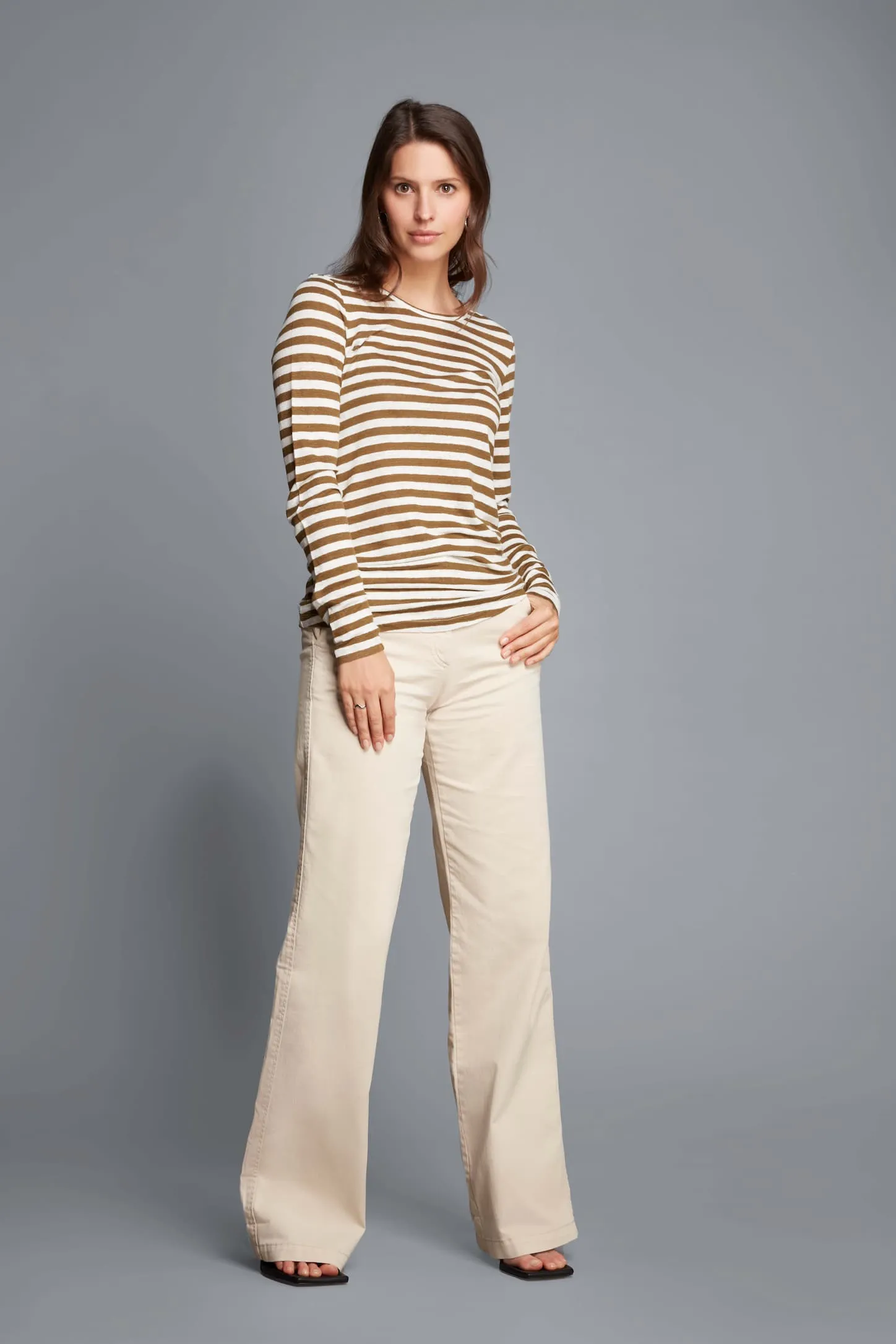 Long Sleeve Striped Linen T-shirt | Multiple Colours