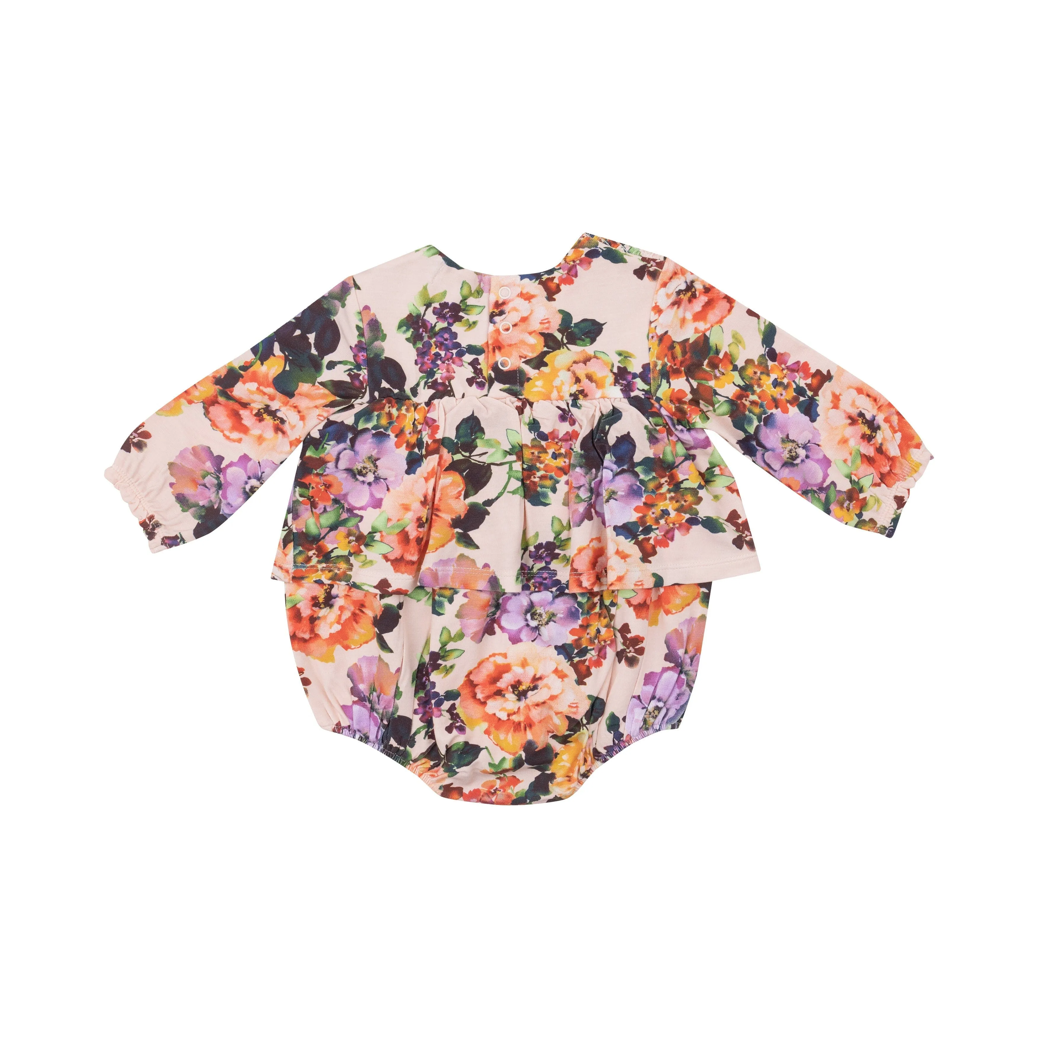 L/S Smocked Ruffle Bubble W/ Skirt | Autumn Rose