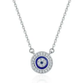 Lucky Blue Eye Samsara Clear Cubic Zirconia 925 Sterling Silver Fashion Pendant Necklace