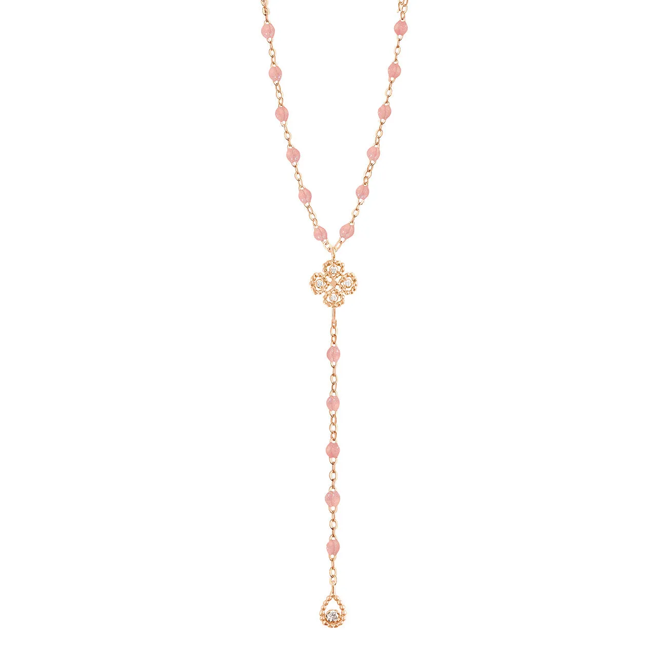 Lucky Classic Gigi Blush diamond rosary, Rose Gold, 17.7"