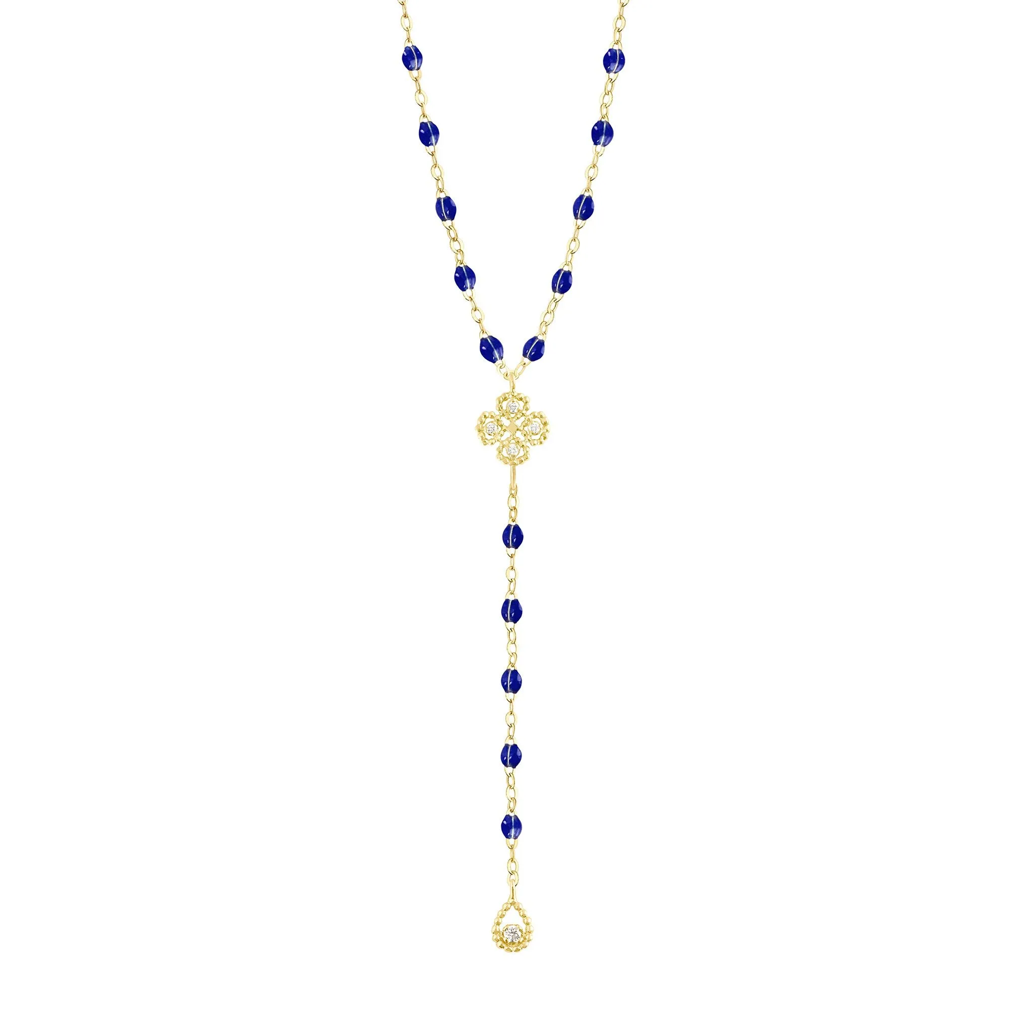 Lucky Classic Gigi Lapis diamond rosary, Yellow Gold, 17.7"