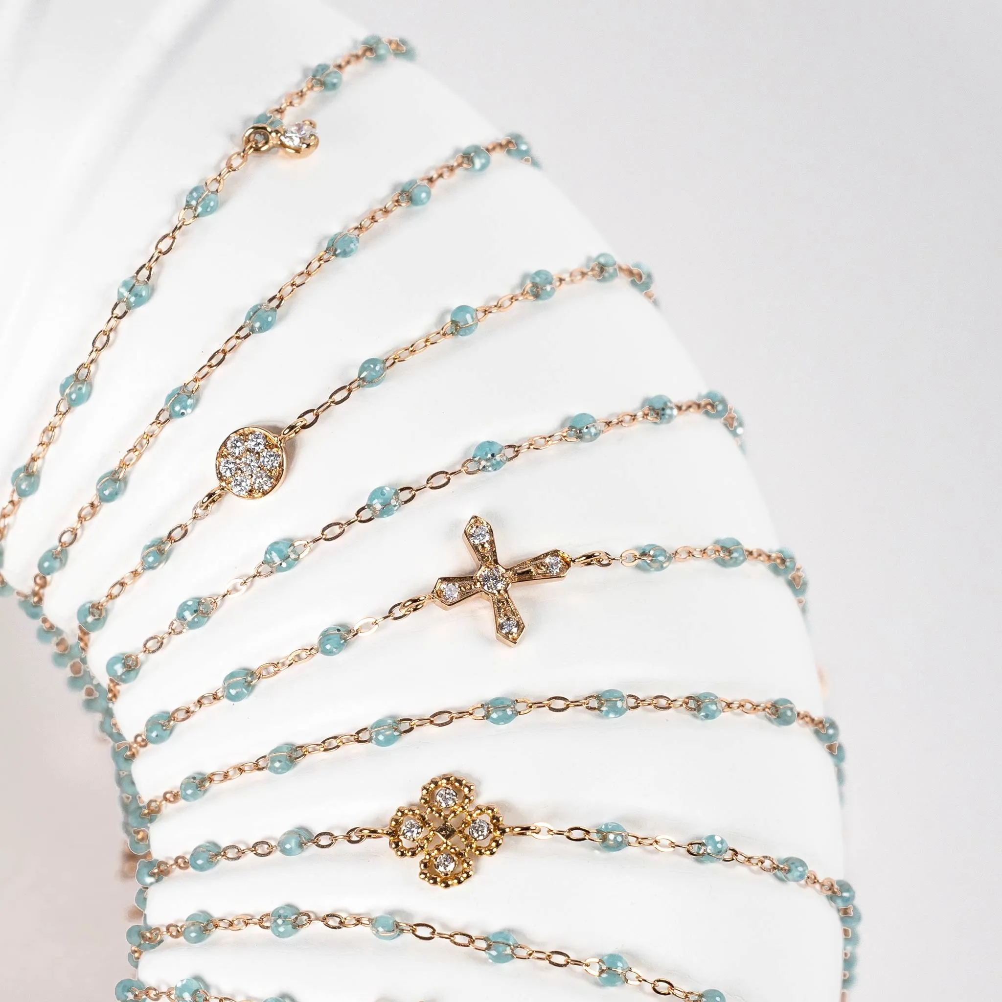 Lucky Clover Classic Gigi Aqua diamond Bracelet, Rose Gold, 6.7"