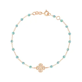 Lucky Clover Classic Gigi Aqua diamond Bracelet, Rose Gold, 6.7"