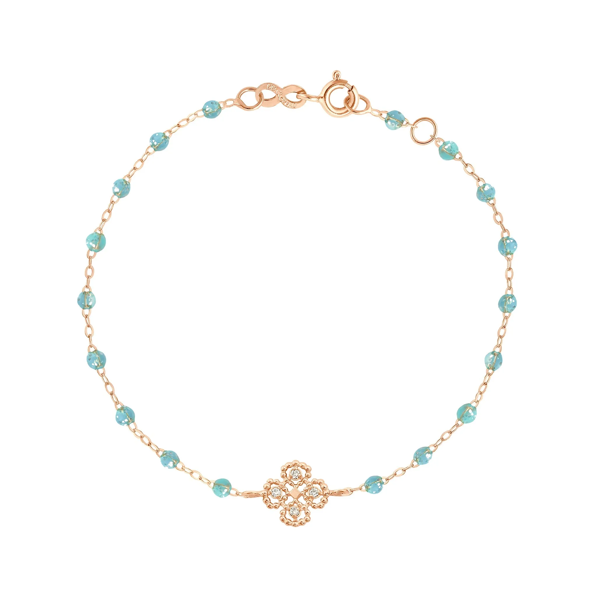 Lucky Clover Classic Gigi Aqua diamond Bracelet, Rose Gold, 6.7"