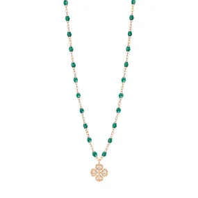 Lucky Clover Classic Gigi Emerald diamond necklace, Rose Gold, 16.5"