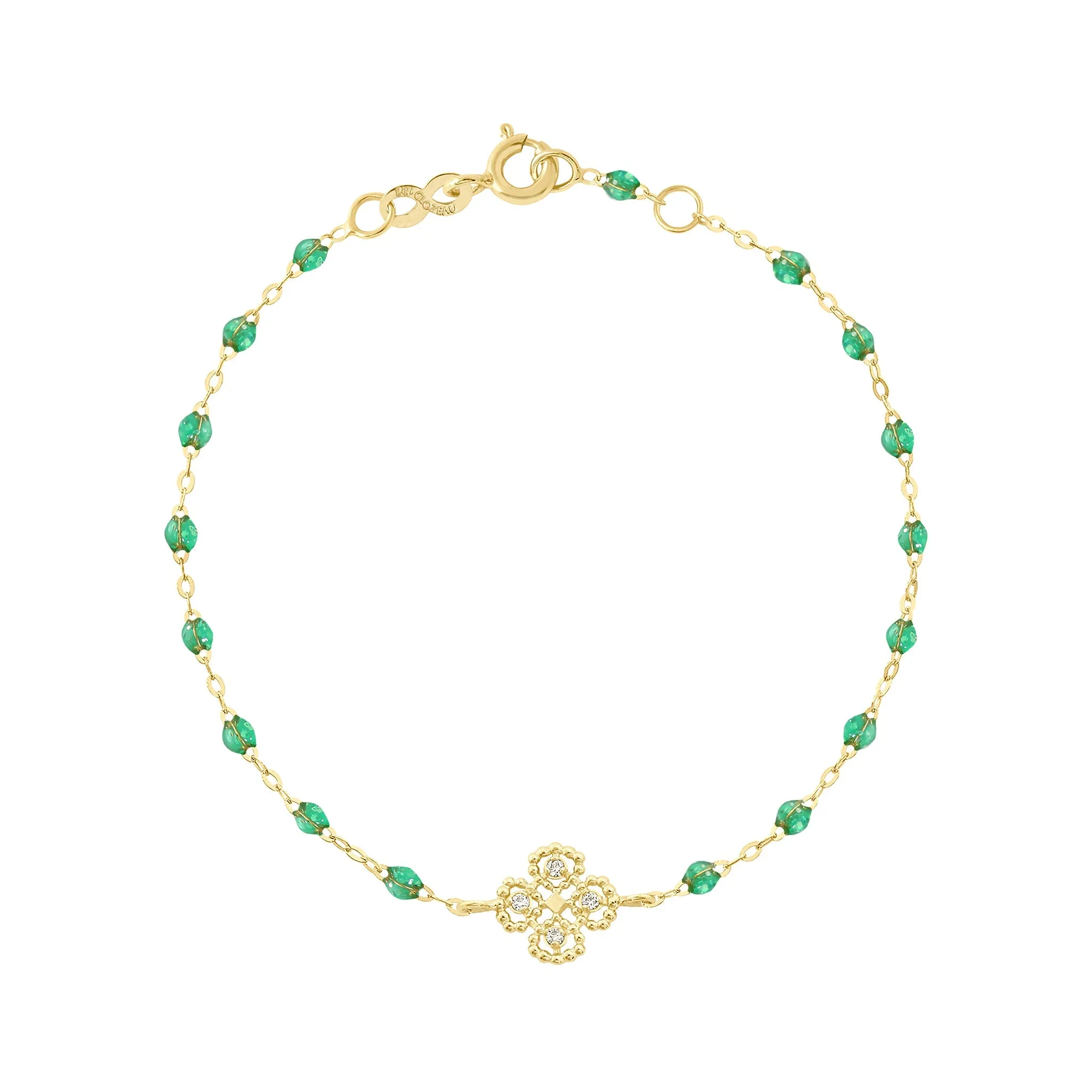 Lucky Clover Classic Gigi Mint diamond Bracelet, Yellow Gold, 6.7"