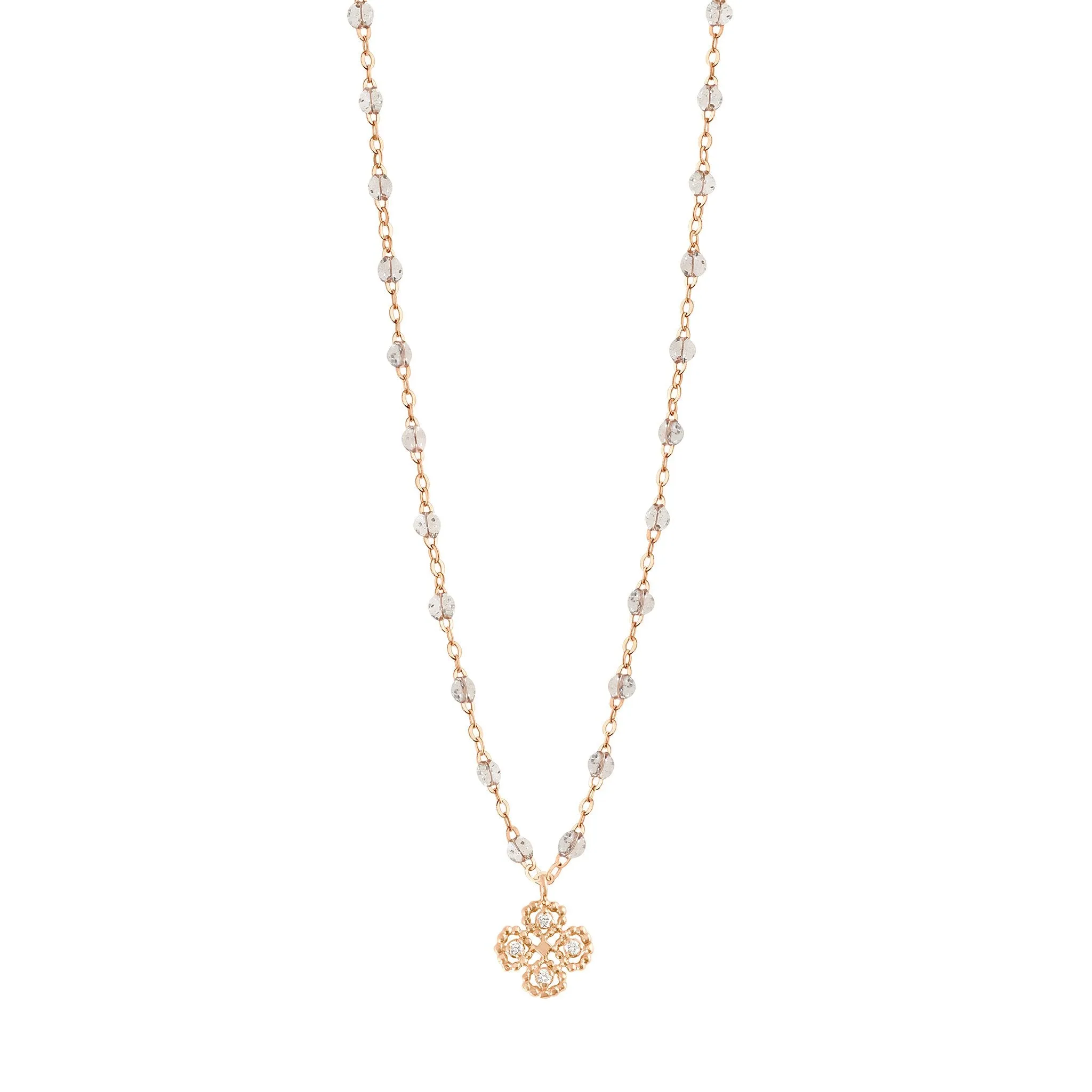 Lucky Clover Classic Gigi Sparkle diamond necklace, Rose Gold, 16.5"