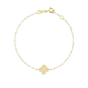 Lucky Clover Classic Gigi White diamond Bracelet, Yellow Gold, 6.7"