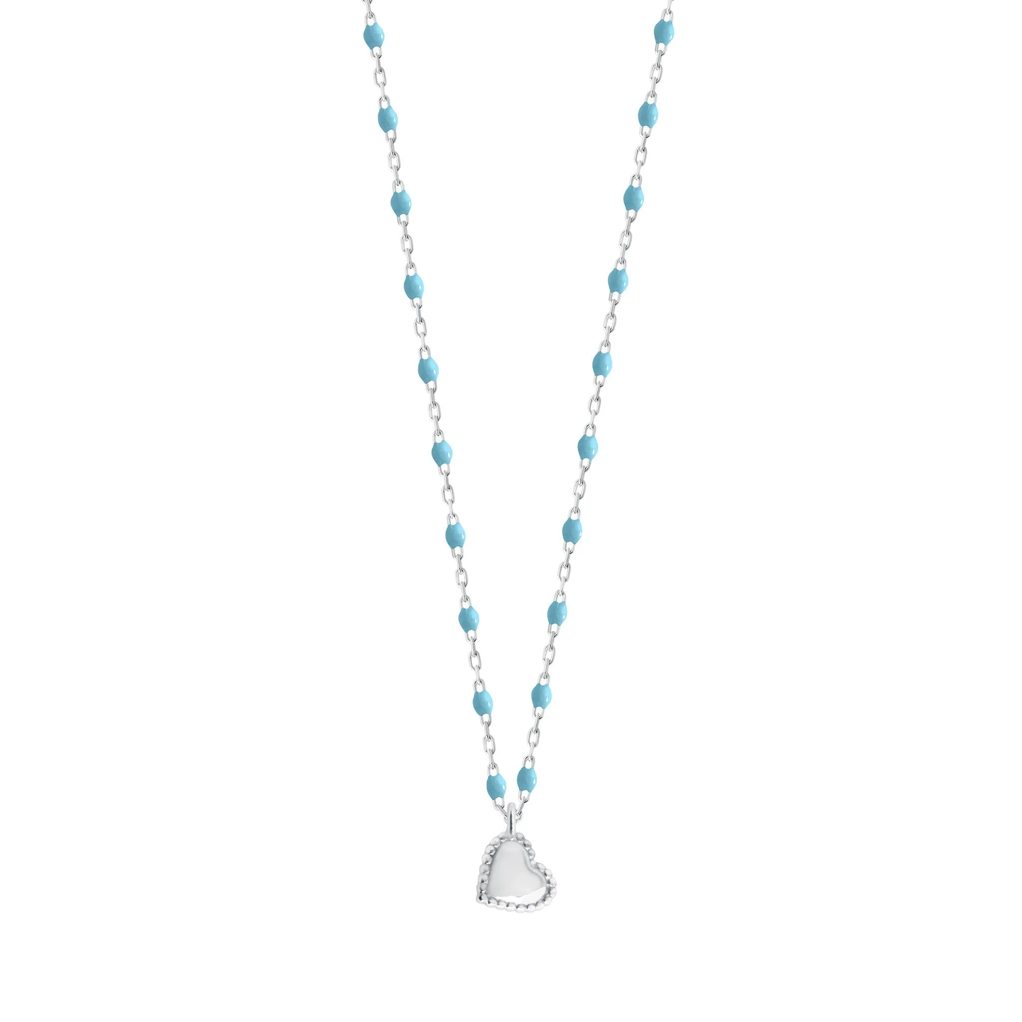 Lucky Heart Mini Gigi Turquoise necklace, White Gold, 15.7"