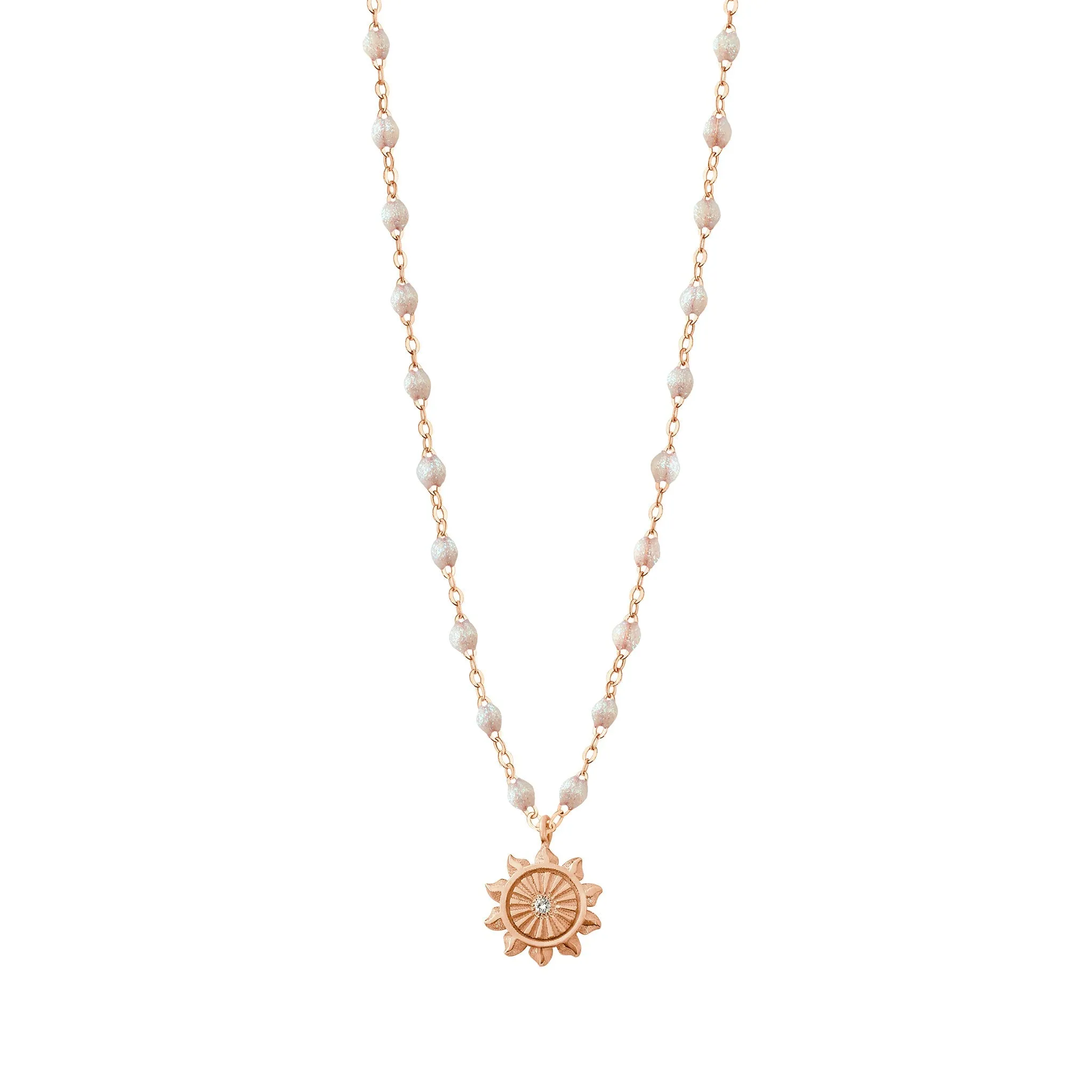 Lucky Sun Opal Diamond Necklace, Rose Gold, 16.5"