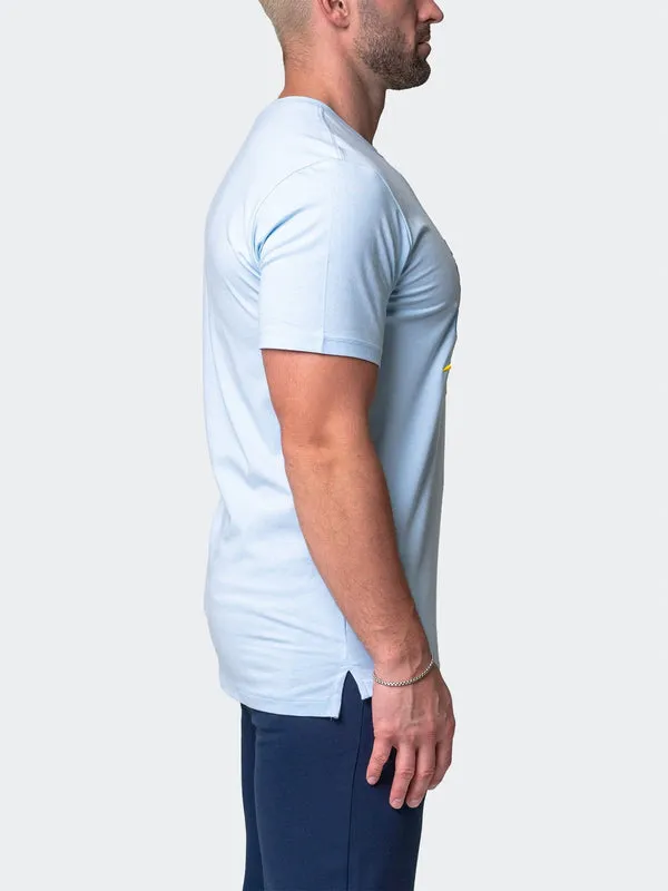 Maceoo Stretch Short-Sleeve Athletic Wear | Tee Neon Light Blue