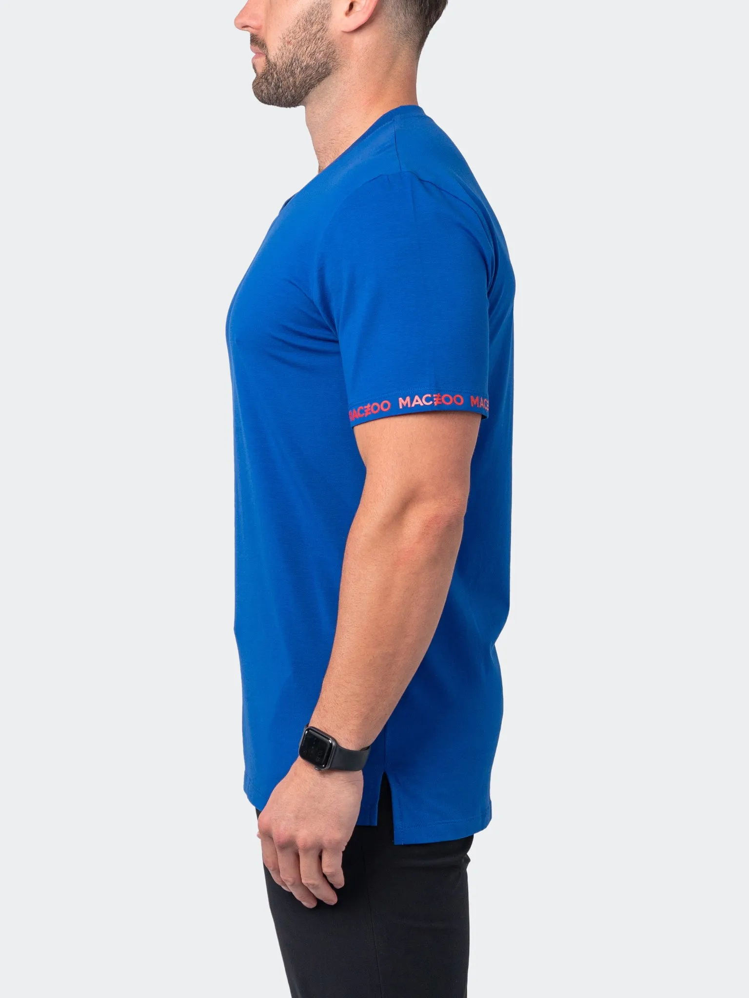 Maceoo Stretch Short-Sleeve Tshirts | V-Neck VivaldiSleeve Blue