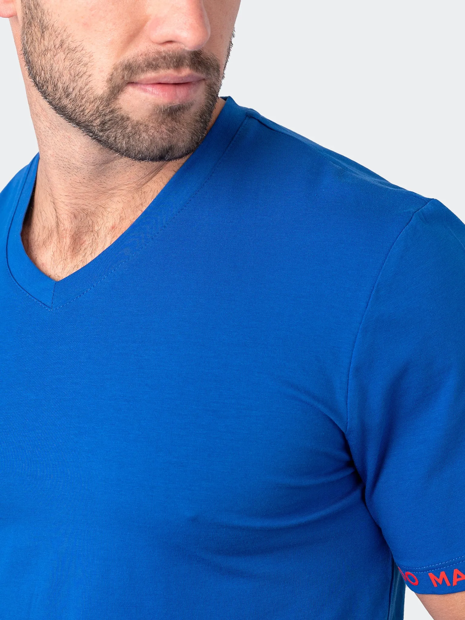 Maceoo Stretch Short-Sleeve Tshirts | V-Neck VivaldiSleeve Blue