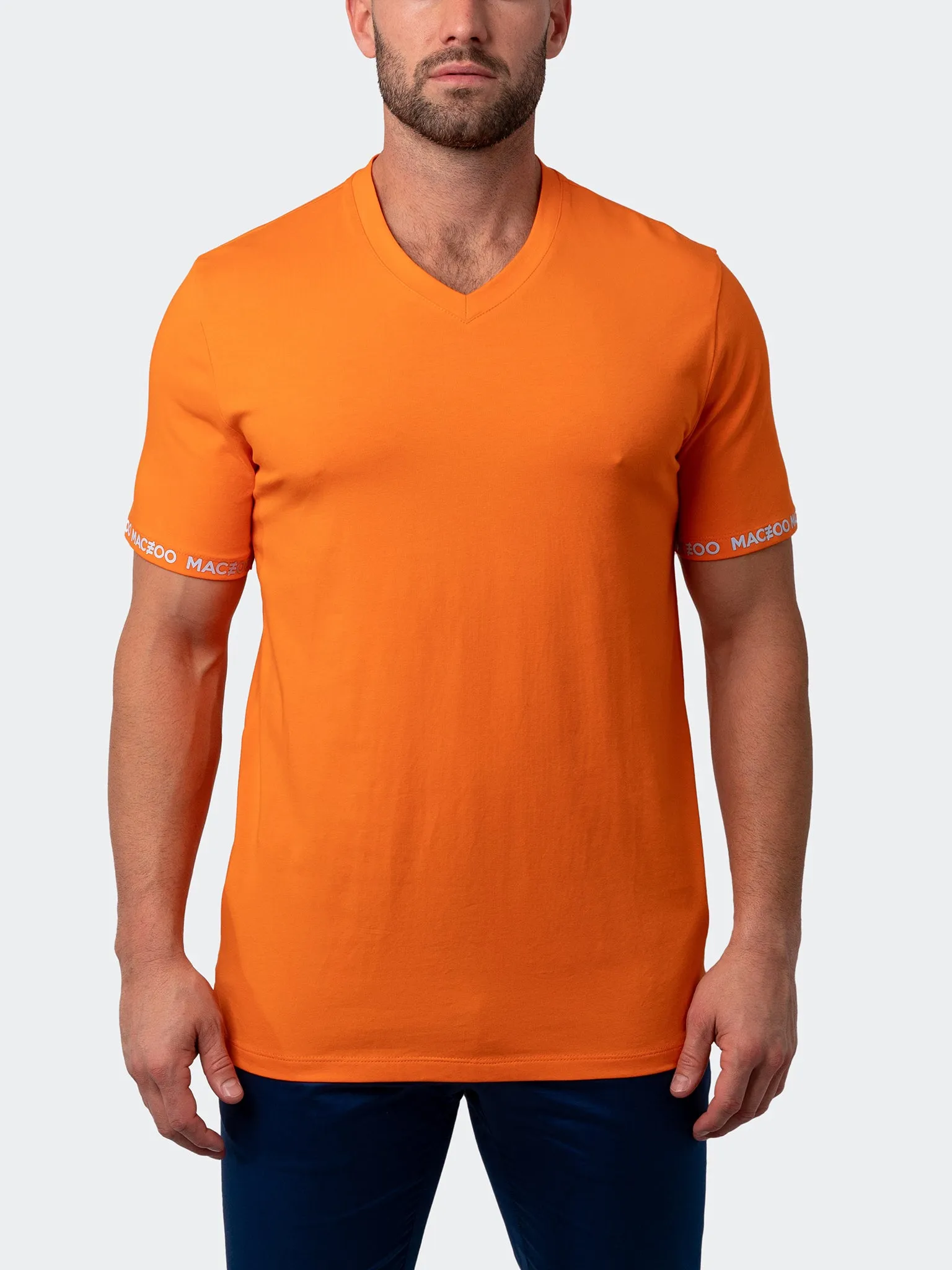 Maceoo Stretch Short-Sleeve Tshirts | V-Neck VivaldiSleeve Orange