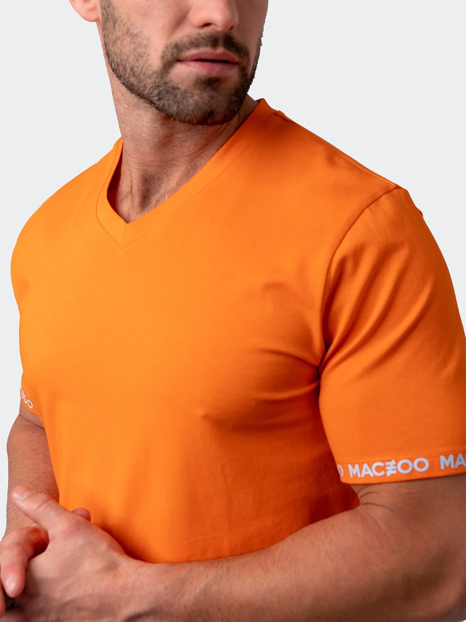 Maceoo Stretch Short-Sleeve Tshirts | V-Neck VivaldiSleeve Orange