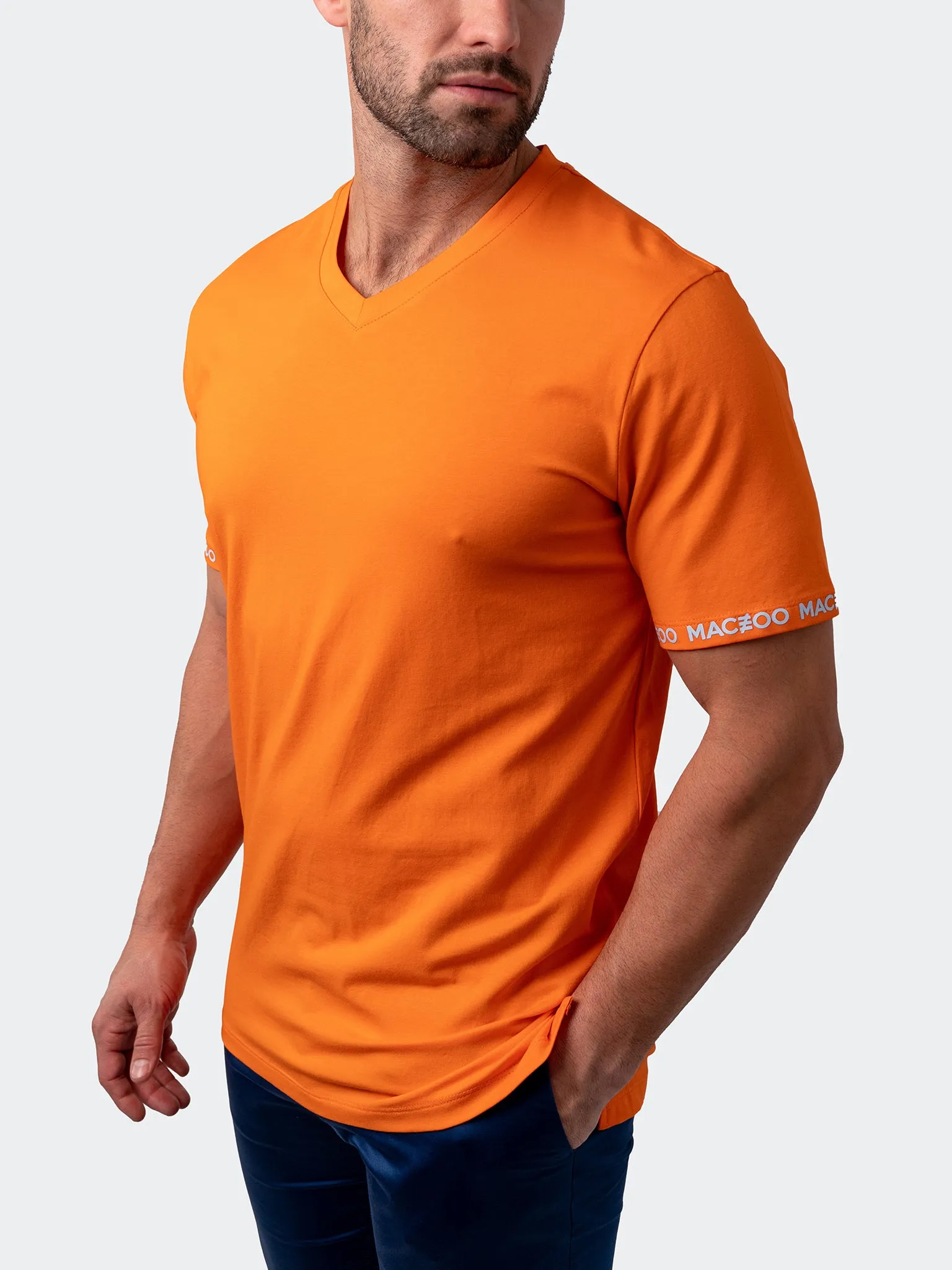 Maceoo Stretch Short-Sleeve Tshirts | V-Neck VivaldiSleeve Orange