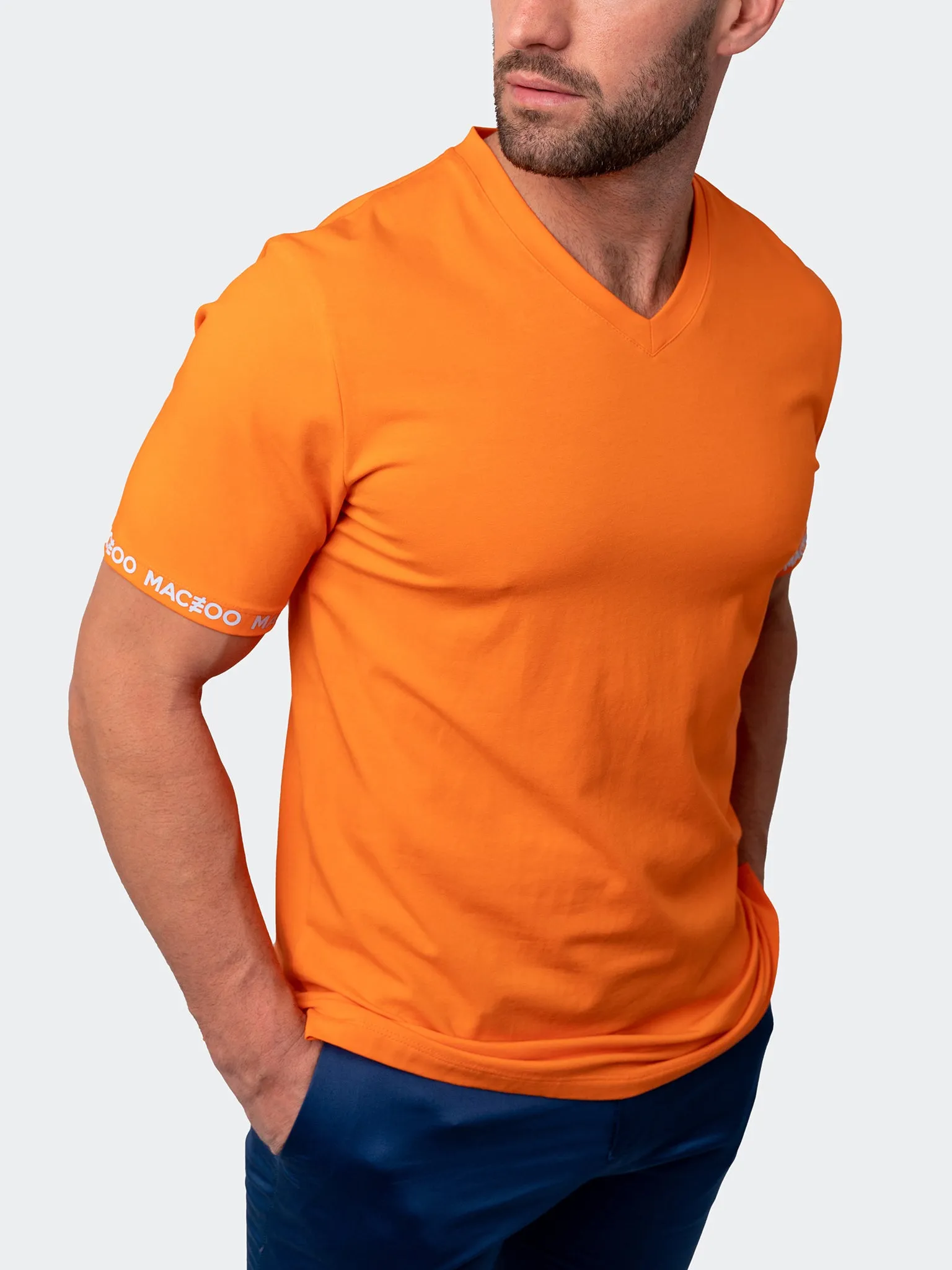 Maceoo Stretch Short-Sleeve Tshirts | V-Neck VivaldiSleeve Orange