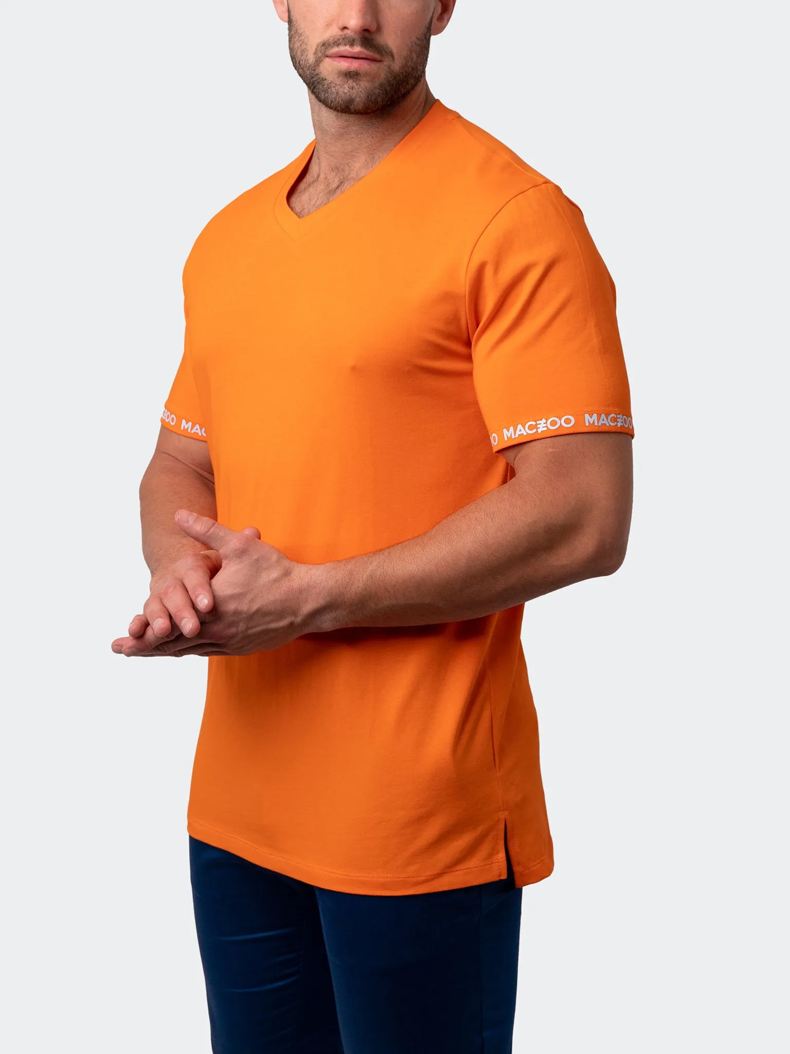 Maceoo Stretch Short-Sleeve Tshirts | V-Neck VivaldiSleeve Orange