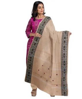 Magenta beige handwoven cotton nuapatna dress material