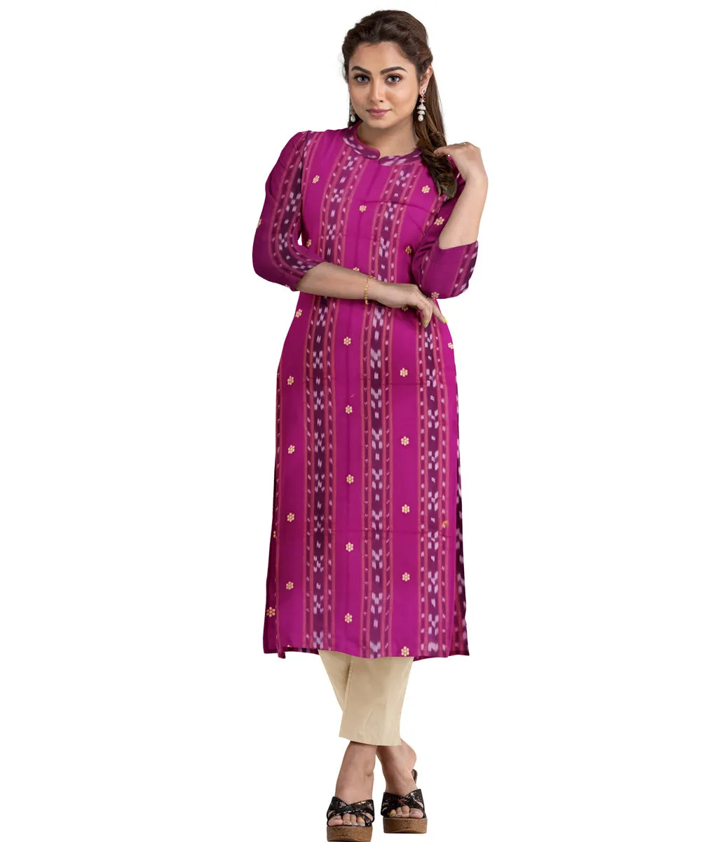 Magenta beige handwoven cotton nuapatna dress material